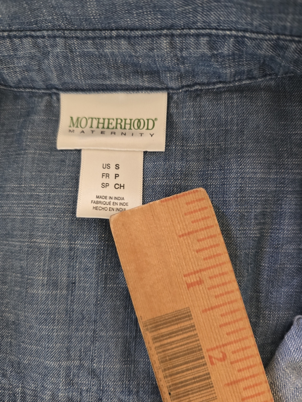 Motherhood Chambray Button-Front Shirt Dress in Light Blue - Picture 2 of 6